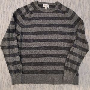 Goodfellow large crewneck striped sweater, grey dark navy